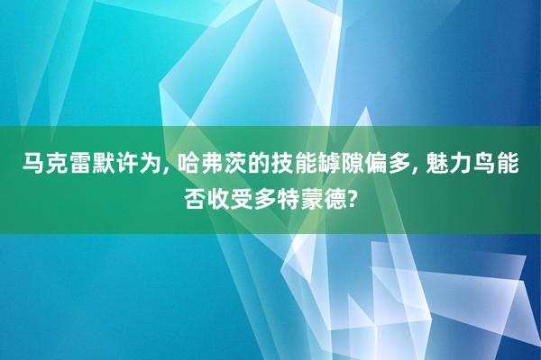 马克雷默许为, 哈弗茨的技能罅隙偏多, 魅力鸟能否收受多特蒙德?