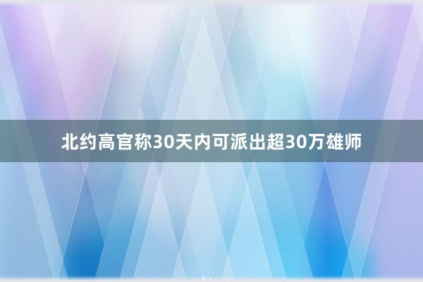 北约高官称30天内可派出超30万雄师