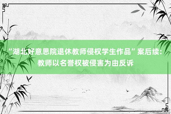 “湖北好意思院退休教师侵权学生作品”案后续: 教师以名誉权被侵害为由反诉