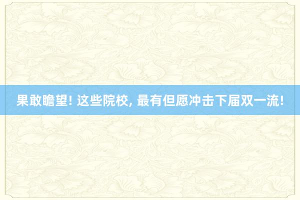 果敢瞻望! 这些院校, 最有但愿冲击下届双一流!