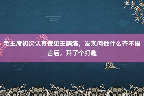 毛主席初次认真接见王鹤滨，发现问他什么齐不语言后，开了个打趣