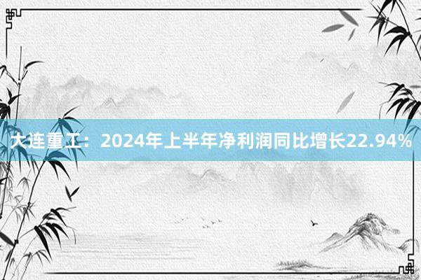 大连重工：2024年上半年净利润同比增长22.94%