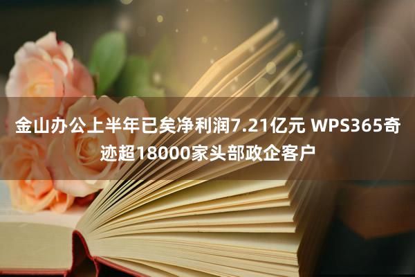 金山办公上半年已矣净利润7.21亿元 WPS365奇迹超18000家头部政企客户