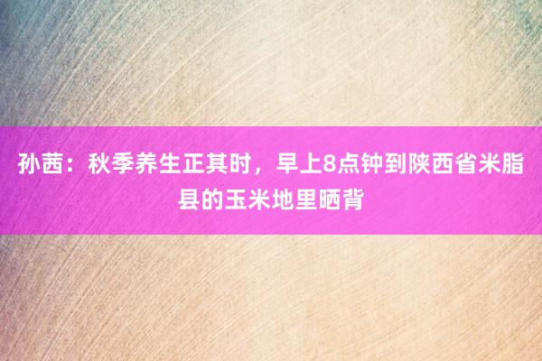 孙茜：秋季养生正其时，早上8点钟到陕西省米脂县的玉米地里晒背