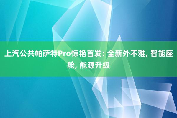 上汽公共帕萨特Pro惊艳首发: 全新外不雅, 智能座舱, 能源升级